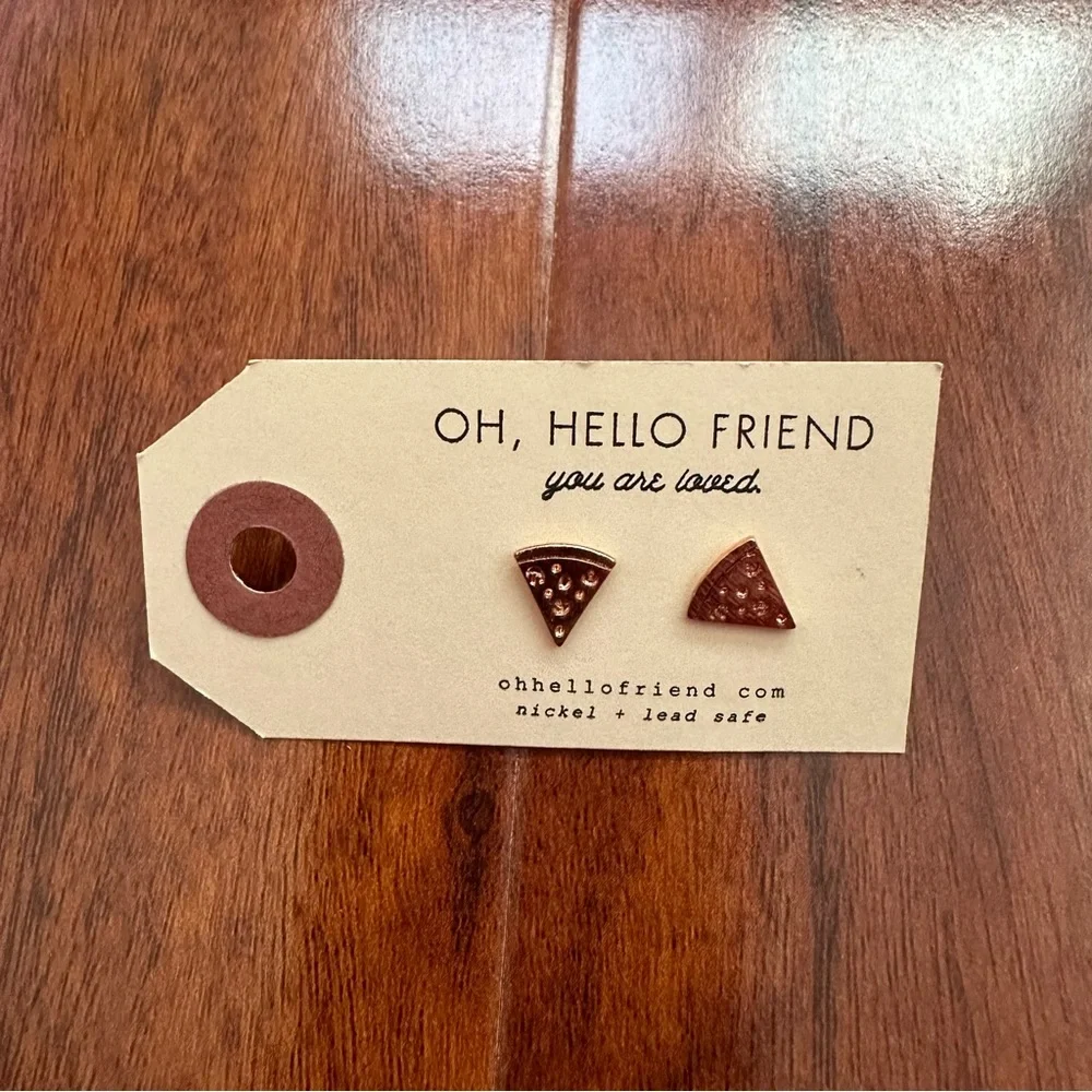 🆕 Girl’s Rose Gold-tone Pizza Earrings
